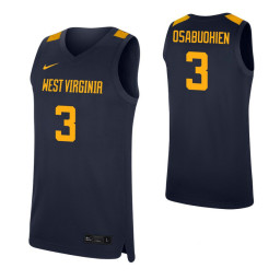 West Virginia Mountaineers #3 Gabe Osabuohien Navy Authentic College Basketball Jersey
