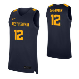 West Virginia Mountaineers #12 Taz Sherman Navy Replica College Basketball Jersey