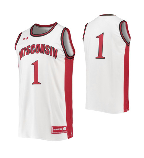 Women's Wisconsin Badgers #1 Authentic College Basketball Jersey White