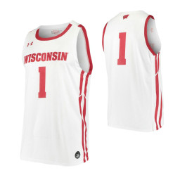 Women's Wisconsin Badgers #1 Replica College Basketball Jersey White