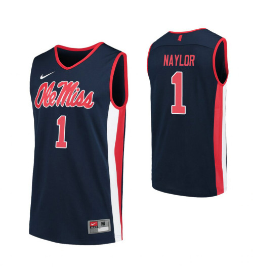 Women's Ole Miss Rebels 1 Zach Naylor Replica College Basketball Jersey Navy