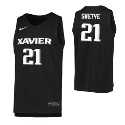 Women's Xavier Musketeers #21 Zak Swetye Black Replica College Basketball Jersey