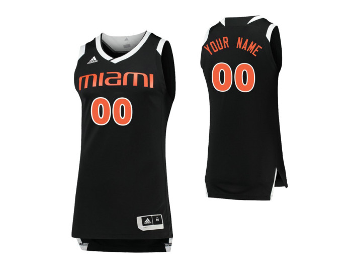 Chase Miami Hurricanes Custom College Basketball Jersey Black White