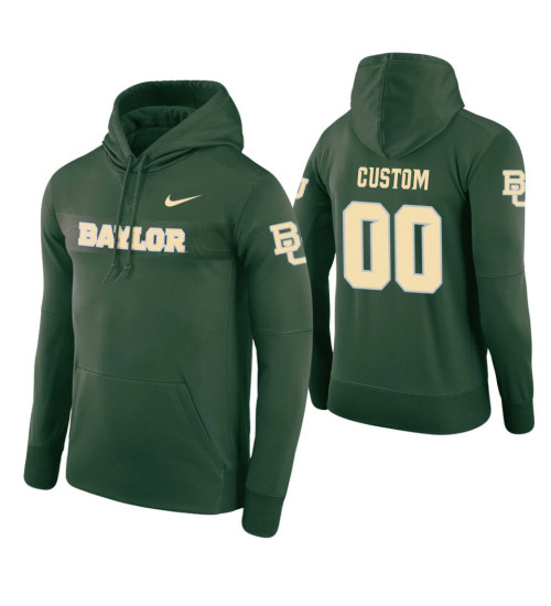 Baylor Bears #00 Custom Men's Green Pullover Hoodie