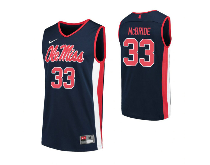 Ole Miss Rebels 33 John McBride Navy Replica College Basketball Jersey