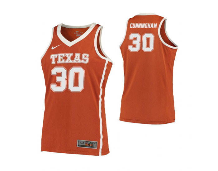 Texas Longhorns #30 Brock Cunningham Road Authentic College Basketball ...