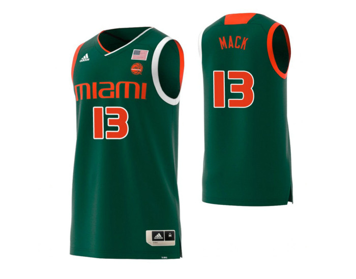 Miami Hurricanes 13 Anthony Mack Replica College Basketball Jersey Green